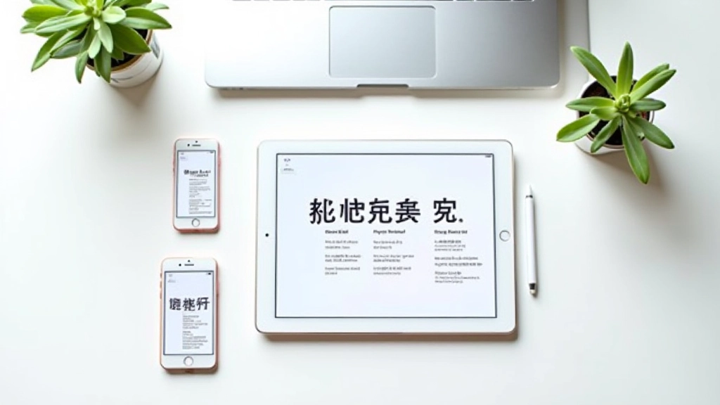 Multiple device screens showing the same bilingual content with consistent line height and letter spacing across phone, tablet, and desktop